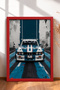 Classic Race Car with Blue and White Stripes—Framed Art Print, Car Poster, Wall Decor OTO179