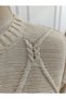 Women's long sleeve crew neck side tie-up cropped knit dress - 5