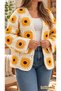 Hand-Knitted 3D Embossed Sunflower Cardigan