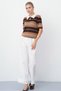 Women's Polo Collar Striped Short-Sleeve Soft-Textured Knit Sweater - 6