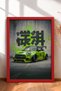 Pistachio Green Modified Hatchback Framed Art Print Car Poster for Garage or Office Wall Decor OTO195