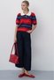Women's Polo Collar Striped Short-Sleeve Soft-Textured Knit Sweater - 8