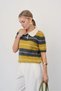 Women's Polo Collar Striped Short-Sleeve Soft-Textured Knit Sweater - 4