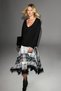Avalyn women's plaid patterned skirt with lace trim, asymmetrical hem, and mesh pattern.