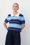 Women's Polo Collar Striped Short-Sleeve Soft-Textured Knit Sweater - 3