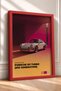 White German Sports Car on a Pink-and-Orange Background—Framed Art Print, Car Poster, Wall Decor OTO223 - 2