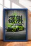 Pistachio Green Modified Hatchback Framed Art Print Car Poster for Garage or Office Wall Decor OTO195