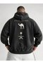 Navy Blue Oversized Hooded Sweatshirt, 100% Cotton