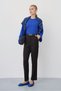 Women's Narrow Leg Pleated Brown Cigarette Pants with a Belt - 7