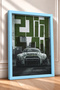 Framed Painting of a Japanese Super Sports Car in Front of Skyscrapers—Car Poster, Wall Decor OTO197 - 2