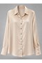 ALFATEKS Women's Satin Shirt, Long-Sleeved, Drapey, Relaxed Fit, Classic Collar, Button-Down - 2