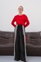 Women's Velvet Black and White Striped Detail Palazzo Pants with Drawstring Waist and Wide-Leg Fit - 3