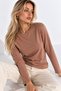 Women's Light Brown Crew Neck Long-Sleeve Blouse - 3
