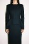 Black Blazer with Ruffled Details and Pencil Skirt Set - 3
