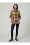 Women's Italian Brown Plaid Coat with Large Buttons and Pockets - 5