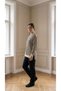 Women's Plus Size Black-Beige Striped Long-Sleeve Basic Cotton Long Sweatshirt - 5