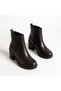 Women's Coffee-Colored Leather Zip-Up Boots with Rubber Accents and a Zip Detail - 3