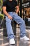 Men's Baggy High Denim Jean Snow Wash Pants - 3
