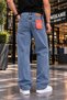 Men's Baggy High Denim Jean Snow Wash Pants - 3