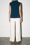 Emerald Green Sleeveless Blouse with a Draped Collar - 4
