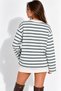 Women's Oil-White Striped Cotton Crew Neck Oversized Blouse - 5