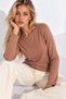 Women's Light Brown Crew Neck Long-Sleeve Blouse - 2