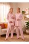New Season Pink-Patterned, Buttoned, Nursing-Friendly Design, Long-Sleeved, 100% Cotton Postpartum and Maternity Robe and Pajama Set - 3
