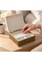 Ribbed Jewelry Box 21 cm with Hinged Lid and Ring Insert, Olive & Cream, Olive Cream - 4