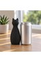 Ribbed Cat Statue 12.4 cm, Modern Minimal Cat Sculpture with Pointed Ears, Shelf and Desk Decor - 3
