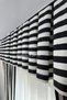 Kitchen Curtain, Closely Pleated, 1/3 Black-and-White Striped, Ruffled, Rustic, Short Drapery Curtain, Stain Resistant - 3
