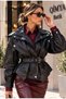 MISS NEŞEM Women's Biker Leather Jacket with Studded Detail and Belted Design - 2