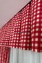Kitchen Curtain, Closely Pleated, 1/3 Red Gingham, Fringed, Short Curtain Rail, Drapery Curtain, Modern - 3