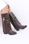 Women's Two-Piece Below-the-Knee Buckled Boots with Thick Heels