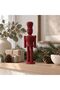 Modern Nutcracker Figurine 21 cm, Ribbed Minimalist Christmas Soldier Statue for Mantel, Red - 2