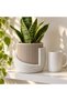 Ribbed Planter with Drip Base 16.5 cm, 12 cm Opening, Taupe & Marble - 4