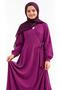 Children's Purple Sleeve, Elastic-Waisted, Double-Breasted, Tie-Detail Prayer Dress - 4