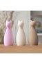 Ribbed Cat Statue 12.4 cm, Modern Minimal Cat Sculpture with Pointed Ears, Shelf and Desk Decor - 6