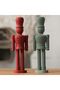 Modern Nutcracker Figurine 21 cm, Ribbed Minimalist Christmas Soldier Statue for Mantel, Sage Green - 5