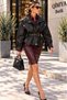 MISS NEŞEM Women's Biker Leather Jacket with Studded Detail and Belted Design - 4