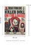 Horror Newspaper Wall Art, Killer Doll, 3D Printed Retro Front Page Plaque for Horror Fan Room - 6