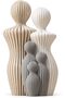 Family Figurine Statue 14 cm, Modern Ribbed Parents and Children Sculpture, Living Room or Desk, 3C