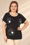 Women's Plus-Size Blouse with Piped Waistband, Stretch Fabric, and Geometric Patterned Design