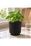 Small Ribbed Planter with Twist-Lock Drip Tray, Modern Indoor Pot for Succulents, Black - 4