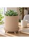 Ribbed Planter with Legs, 11.5 cm Opening, Modern Mid-Century Plant Pot for Indoor Plants, Beige - 3
