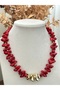 Gold detailed bone bead necklace, a trendy necklace. - 2