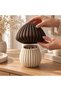 Ribbed Mushroom Decoration 15 cm with Hidden Storage, Dark Brown & Cream, Dark Brown Cream - 3