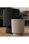 Small Ribbed Planter with Twist-Lock Drip Tray, Modern Indoor Pot for Succulents, Peach - 5