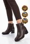 Coffee-Colored Genuine Leather Zip-Up Boots with a Front Design that Are Stylish and Comfortable for Women 92157-1