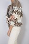 Jacquard Bicycle-Neck Knit Cardigan, Ecru - 5