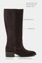 Tiny Bitter Coffee Suede Pointed-Toe Block Heel Women's Riding Boots - 2